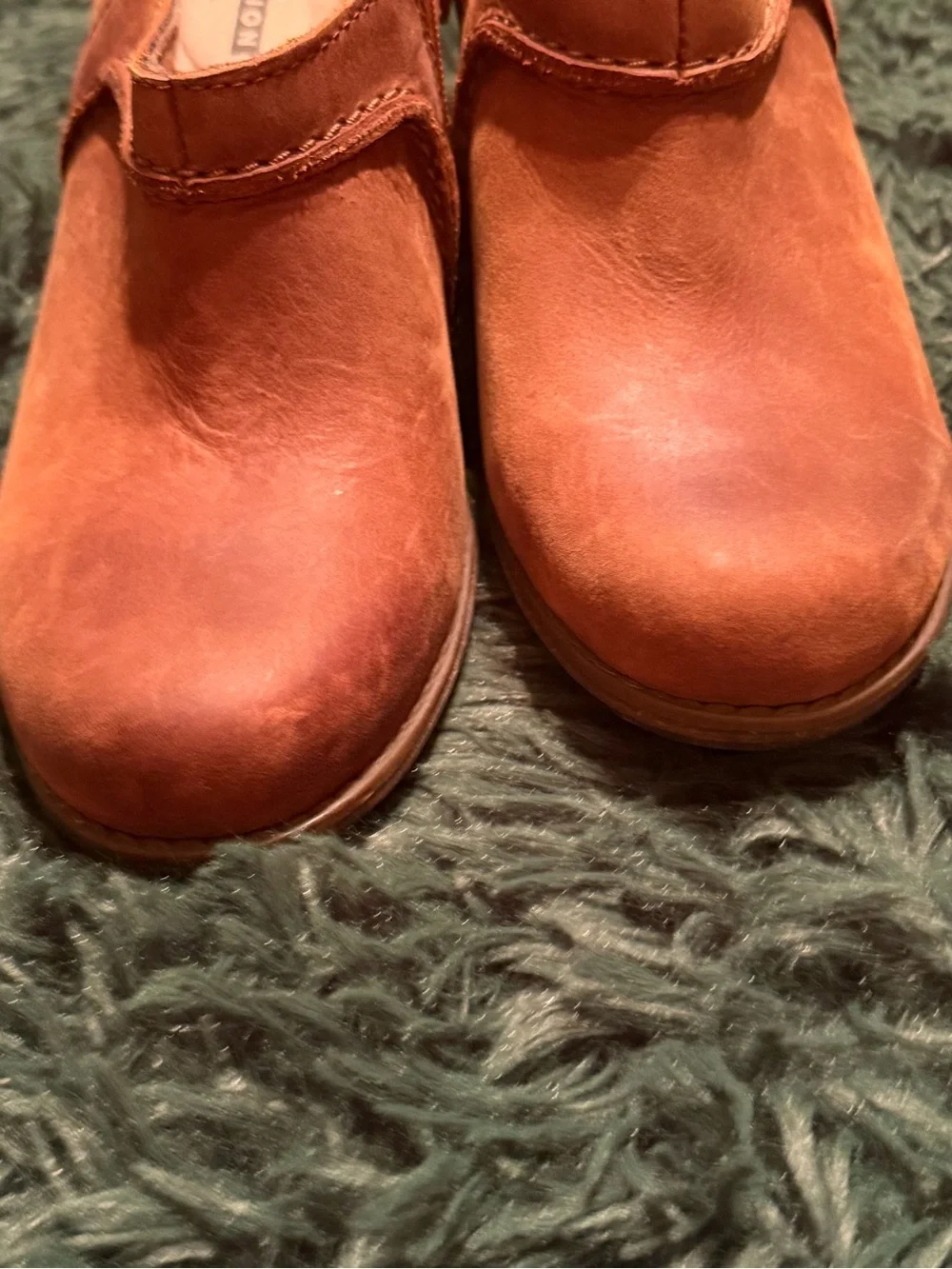Clarks Women's Rust Brown Suede Block Heel Clogs